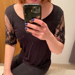 Charlotte Russe lace sleeve T-shirt